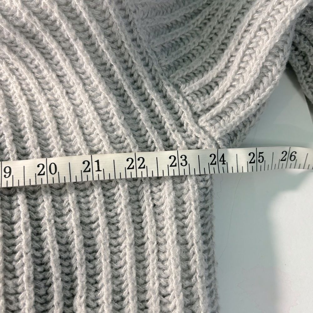 SHEIN Gray Balloon Sleeve Open Front Cardigan Sweater Large Knit Cozy EUC - Picture 9 of 11